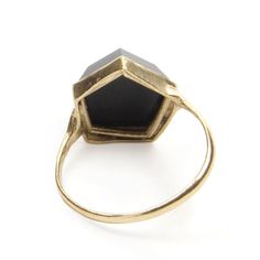 A gorgeous, unique ring! A hand-cut, pentagonal stone sits proud in a 10k gold setting. Available in onyx, aquamarine or quartz. We called it the 'Hex Ring' because it is so beautiful it will put a 'hex' or spell on whomever looks at it! Custom-made in New York City; please allow up to three weeks for delivery. Hex Ring, Unique Ring, 10k Gold, So Beautiful, Unique Rings, Aquamarine, Onyx, York City, New York City