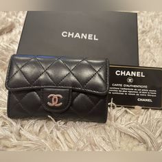 Chanel Card Wallet, Actual Photos, Not Edited Excellent Condition Color Black Silver Hardware Lambskin Leather Comes With Authenticity Card, Hologram Intact & Box Chanel Wallet, Chanel Bags, Classic Flap, Lambskin Leather, Silver Hardware, Card Wallet, Chanel Bag, Black Silver, Chanel