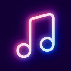 a neon music note on a dark background