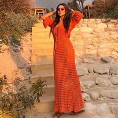 2298/015 New With Tags Outer Shell - 63% Polyester, 37% Cotton Adjustable Tie Waist And Cutwork Fabric Detail Long V-Neck Dress Featuring Long Sleeves With Flared Cuffs Crochet Orange, Mesh Crochet, Orange Dress, Cut Work, Zara Dresses, V Neck Dress, Womens Swim, New Dress, Neck Dress