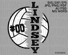 a basketball ball with the word lindsy on it in black and white ink