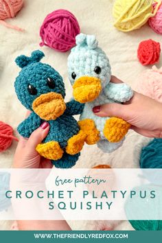 crochet platypus amigurumi pattern Single Color Amigurumi, Platypus Crochet Pattern Free, Amigurumi Platypus, Platypus Crochet Pattern, Animal Stuffies, Velvet Crochet, Crochet Toys Free Patterns, Crochet Products, Crochet Toys Free