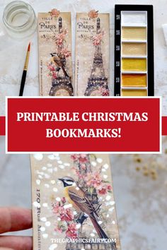 a bookmark with the words printable christmas books on it and an image of a bird