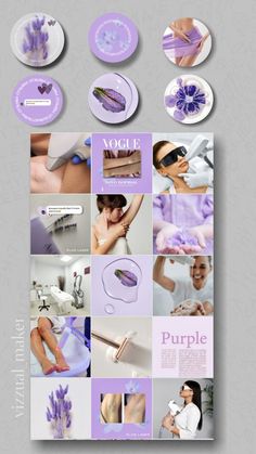 a brochure is shown with purple images