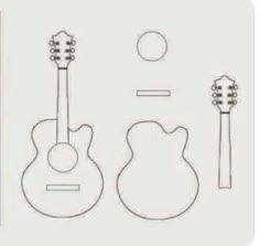 a drawing of an acoustic guitar and its parts to be used in the music video game