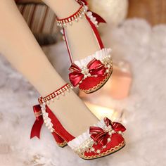 Customized Product. Ship In 5-15 Days. is not eligible for return. Sku: SE22485Color: RedPlatform Height: 6cm/2.36" Valentines Heels, Cute Red Shoes, Princess Heels, Red Shoes Heels, Sequin Heels, Fairy Shoes, Fancy Heels, Heels Aesthetic, Red Platform