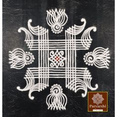 an intricately designed design on black leather