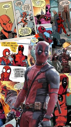 deadpool comic strip with deadpool in the background