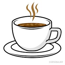 a cup of coffee with steam coming out of the top and saucer, on a white background