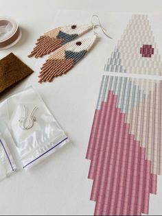 some crafting supplies are laying out on a table