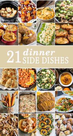 21 dinner side dishes collage with text overlay