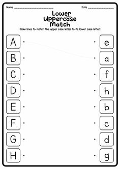 the lowercase letter match worksheet is shown in black and white, with an upper