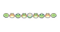 a row of pixel style plants on a white background