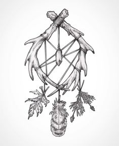 a drawing of a pen and ink dream catcher