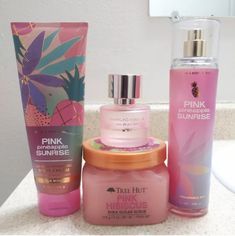 Pink Hibiscus Tree Hut, Perfume Combos, Hibiscus Tree, Shimmer Body Oil, Bath N Body Works, Pink Perfume, Pink Hibiscus, Bath And Body Works Perfume, Pretty Skin Care