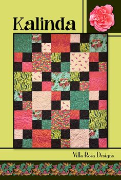 the cover of kalinda quilt book, featuring an image of a pink rose