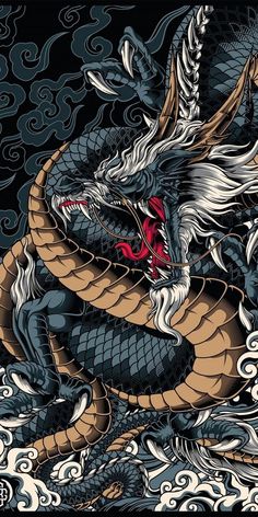 Dragon Tattoo Art, Tattoo Japanese, Dragon Wallpaper Iphone, Japanese Wallpaper Iphone, Japanese Pop Art, Samurai Wallpaper, Graffiti Wallpaper Iphone, Samurai Artwork, Japanese Art Prints