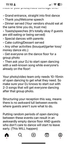 a text message that reads, thank you for dancing and then the dance is done