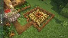 an aerial view of a garden in minecraft