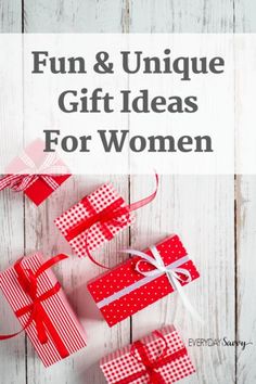 red and white gift boxes with text overlay that reads unique gift ideas for teenage girls