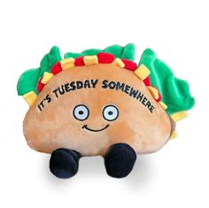 Punchkins Plush Taco - IT’S TUESDAY SOMEWHERE - Safari Ltd® Taco Ii, It's Tuesday, White Elephant Party, Taco Lover, Bookshelf Desk, Kids Area, Home Work, White Elephant, Gag Gifts