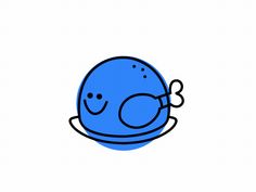 a blue object with a smiley face on it's side, sitting in front of a white background