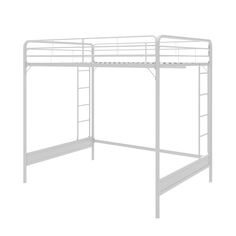 Colten Loft Bed - White - Full Metal Bed Base, Loft Bed Desk, Metal Loft Bed, Kids Loft, Kids Loft Beds, Full Size Mattress, Beds And Headboards, Comfortable Bedroom, Bed Desk