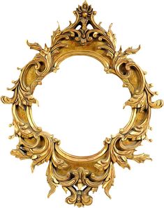 an ornate gold frame with leaves and scrolls around it, isolated on a white background