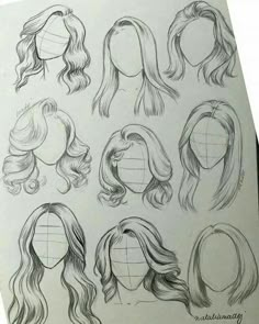 some drawings of different types of wigs for women to wear on their head and shoulders