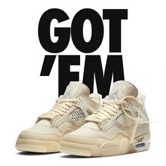 Amazing Luxury Cream Sneakers For Streetwear, Jordan 4 Off White, White Jordans, Jordan 4s, Cheap Jordans, Shoes Jordan, Womens Air Jordans, Exclusive Sneakers, Men Stylish Dress