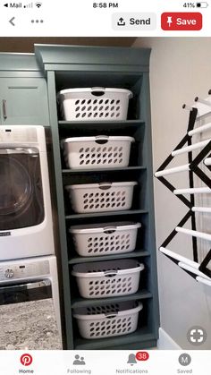 a washer and dryer in a small room