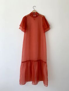 Barre Dress – Kamperett Silk Organza Dress, Dress Organza, Tiered Sleeve, Long Slip, Rust Dress, Silk Organza, Midi Length Dress