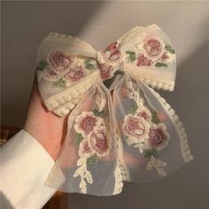 Material: lace Summer Hair Accessories, Floral Type, Rose Lace, Girly Accessories, Lace Hair, Lace Ribbon, Big Bows, Sweet Style, Bow Hair Clips