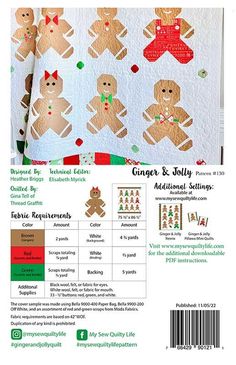 the ginger and doty quilt pattern is shown with instructions for how to make it