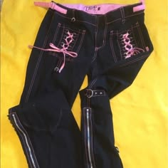 Pink Alternative Fashion, 1999 Fashion, Tripp Pants, Grunge Jeans, Digital Closet, Embellished Jeans, Tripp Nyc, Style Savvy