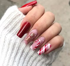 Cristmass Nails 2023, Noel Nail Art, Holiday Nails Coffin, Christmas Nails Diy, Holiday Nails Christmas