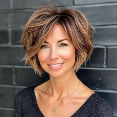 Short Graduated Bob Hairstyles, Hair For Older Women, Shorter Hair Styles, Chin Length Haircuts For Fine Hair, Gray Highlights Brown Hair, Graduated Bob Hairstyles, Short Hairstyles Over 50, Graduated Bob Haircuts, Graduated Bob