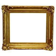 an ornate gold frame with white background