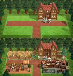 an image of a game with different houses and trees in the same area as well as animals