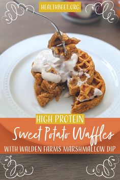 high protein sweet potato waffles with walden farms marshmallow dip recipe