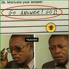 two pictures of a man in front of a sign that says go answer go teacher