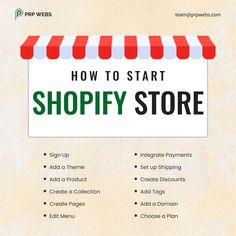 a sign that says how to start shopify store