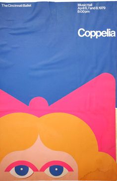 the poster for coppelia shows a blonde haired girl with blue eyes and pink bow