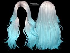 two long white and blue hair on a black background with the same color as it is