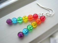 Rainbow Earrings - Rainbow Jewelry - Long Earrings - Pride Jewelry - Gay Pride Earrings - LGBT Jewelry - Bright Jewelry - Gift for Her Rainbow Earrings Diy, Chainmail Earrings, Hip Jewelry, Bright Jewelry, Weird Jewelry, Indie Jewelry