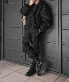 Mens Black Jean Jacket, Techwear Pants Outfit, Men Dark Style, Warcore Men Outfits, Tech Wear Street Style, Men Outfits Techwear, Biker Man Outfit, Techcore Outfits Men