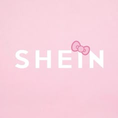 the word shein is written in white on a pink background with two hello kitty heads