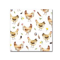 a paper napkin with chickens on it