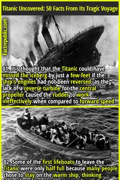 an image of a boat with people in it and the caption below that reads, atlantic uncovered 50 facts from its tragge voyage