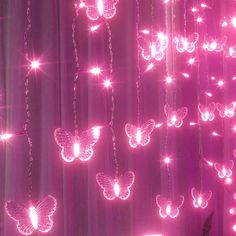 Curtain Butterfly String Light 20Ft 120LED Window USB Fairy Lights 24 Butterfly 8 Modes with Remote Control for Room Bedroom Patio Party Wedding Holiday Christmas Decoration (Pink) Butterfly String Lights, Butterfly Lights, Pink Lights, Butterfly Lighting, Pink Room Decor, Patio Party, Indoor String Lights, Video Pink, Pink Stuff